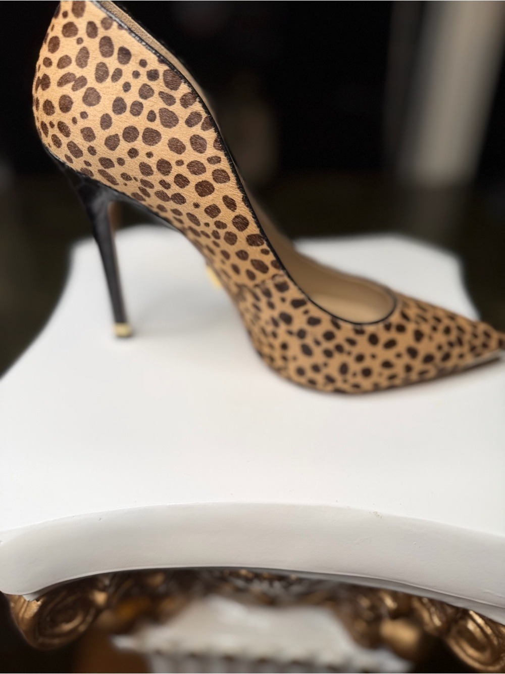 Michael Kors Collection Leopard Print Calf Hair Pointed Toe Heels Size 38 - Picture 6 of 9
